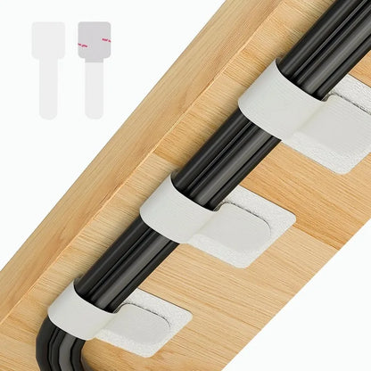 50 PCS Hook and Loop Cable Ties, Under Desk Cable Management, White