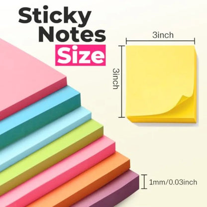 Sticky Notes 3x3 Inch for home office notebook use, paper material in bright colors, self-stick pads with easy-to-post adhesive