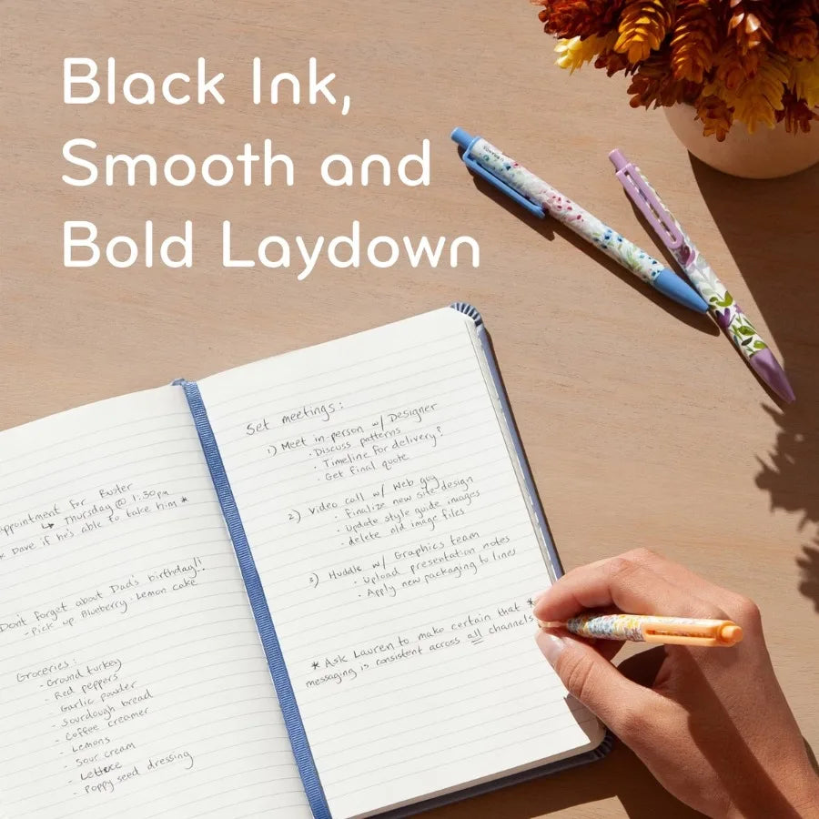 6pk Ballpoint Pens Black Ink Laguna Bountiful Bouquet