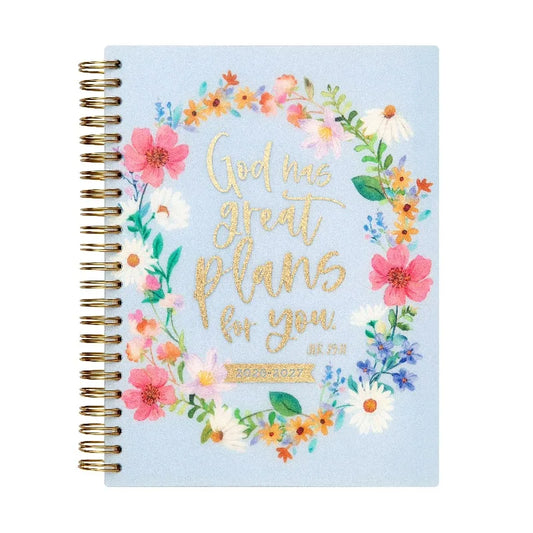 Weekly Planner, 6.25" x 8.25", Blue Religious, Poly Spiral Bound