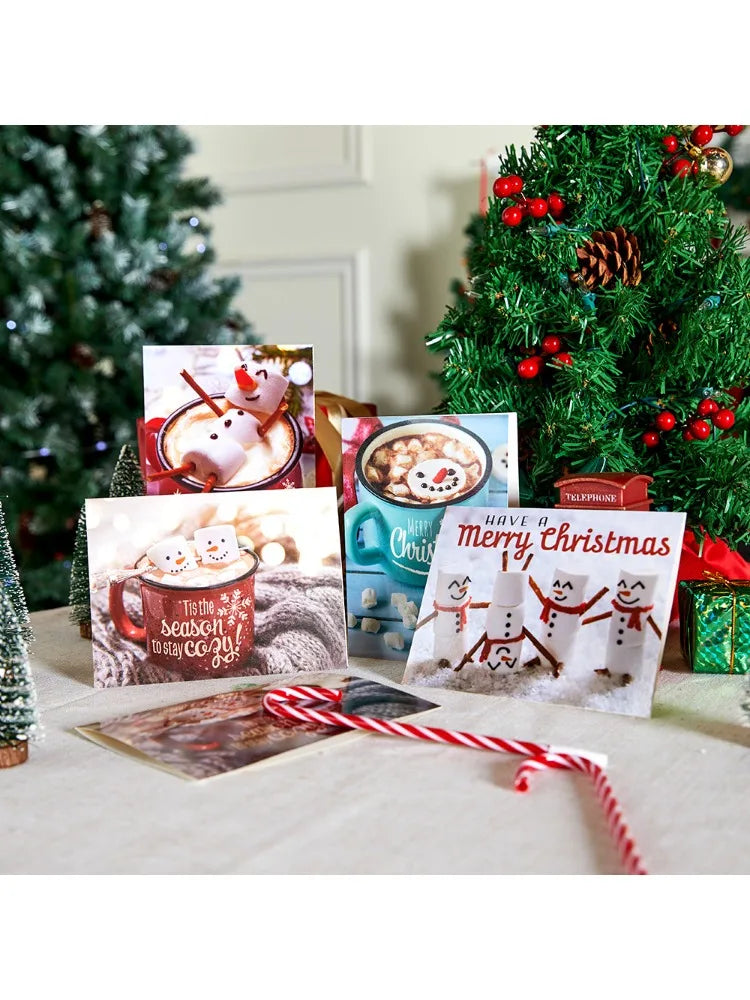 12 PCS Christmas Greeting Cards with Envelopes for Winter Holiday Xmas Season Merry Christmas Cards Hot Cocoa Collection, Wintertime Gifts, Invitations