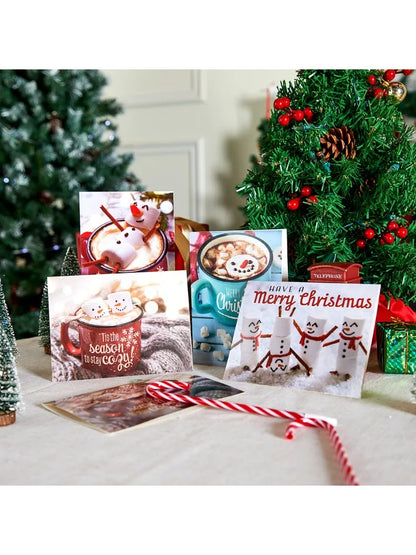 12 PCS Christmas Greeting Cards with Envelopes for Winter Holiday Xmas Season Merry Christmas Cards Hot Cocoa Collection, Wintertime Gifts, Invitations