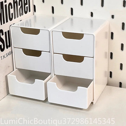 3‑Tier Multifunctional Desk Organizer With Drawers Large Capacity Desktop Storage Box For Makeup Jewelry Cosmetic Vanity Counter Organizer