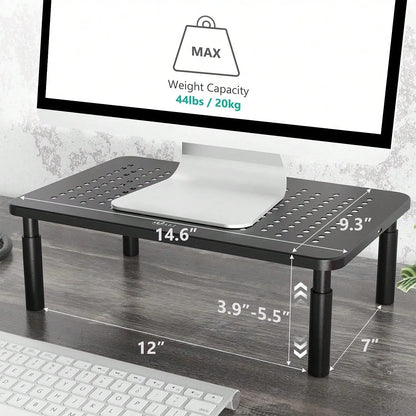 Desk Organizer, 1 Tier Computer Monitor Stand For Desk, Desk Monitor Riser 3 Height Adjustable, Laptop Stand Underneath Storage For Office, Home, School Supplies (STT003), 1 Pack, Black