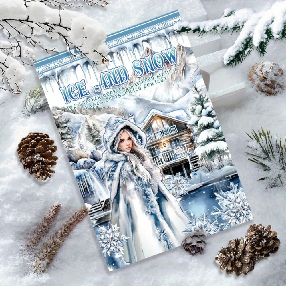 6 Pack 120 Sheets A5 Winter Wonderland Sticker Book, PET Pre Cut Vintage Decals for Journaling, Scrapbooking DIY Craft Supplies