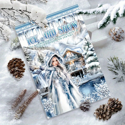6 Pack 120 Sheets A5 Winter Wonderland Sticker Book, PET Pre Cut Vintage Decals for Journaling, Scrapbooking DIY Craft Supplies