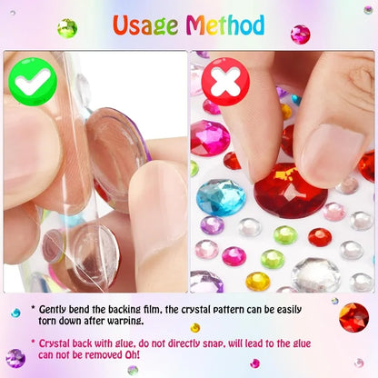Gem Stickers Rhinestones for Crafts Scrapbook Supplies, Sparkling Cute Star Heart Round Small Stickers, Glitter Jewels Bedazzling Sticker Makeup, Diamond Art Kit DIY Decoration