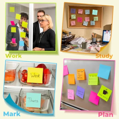 Sticky Notes 3x3 Inch for home office notebook use, paper material in bright colors, self-stick pads with easy-to-post adhesive