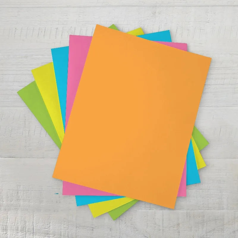 Assorted Neon Copy Paper, 8.5" x 11", 24 lb, 100 Sheets
