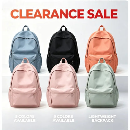 Simple Solid Color Backpack Women Nylon School Bags for Teenager Girls Shoulder Bag