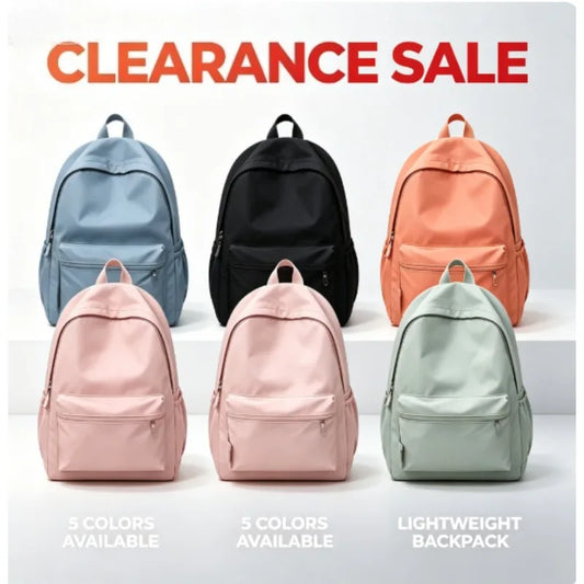 Simple Solid Color Backpack Women Nylon School Bags for Teenager Girls Shoulder Bag