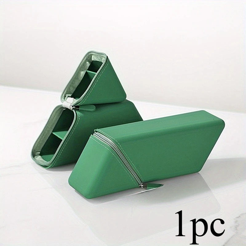 Large Capacity Soft Silicone Pencil Case Solid Fold Design Pencil Case Desktop Office School Pencil Case Foldable Pen Holder Compact Travel Case for Students Erasers Rulers Pens Notebooks