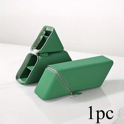 Large Capacity Soft Silicone Pencil Case Solid Fold Design Pencil Case Desktop Office School Pencil Case Foldable Pen Holder Compact Travel Case for Students Erasers Rulers Pens Notebooks