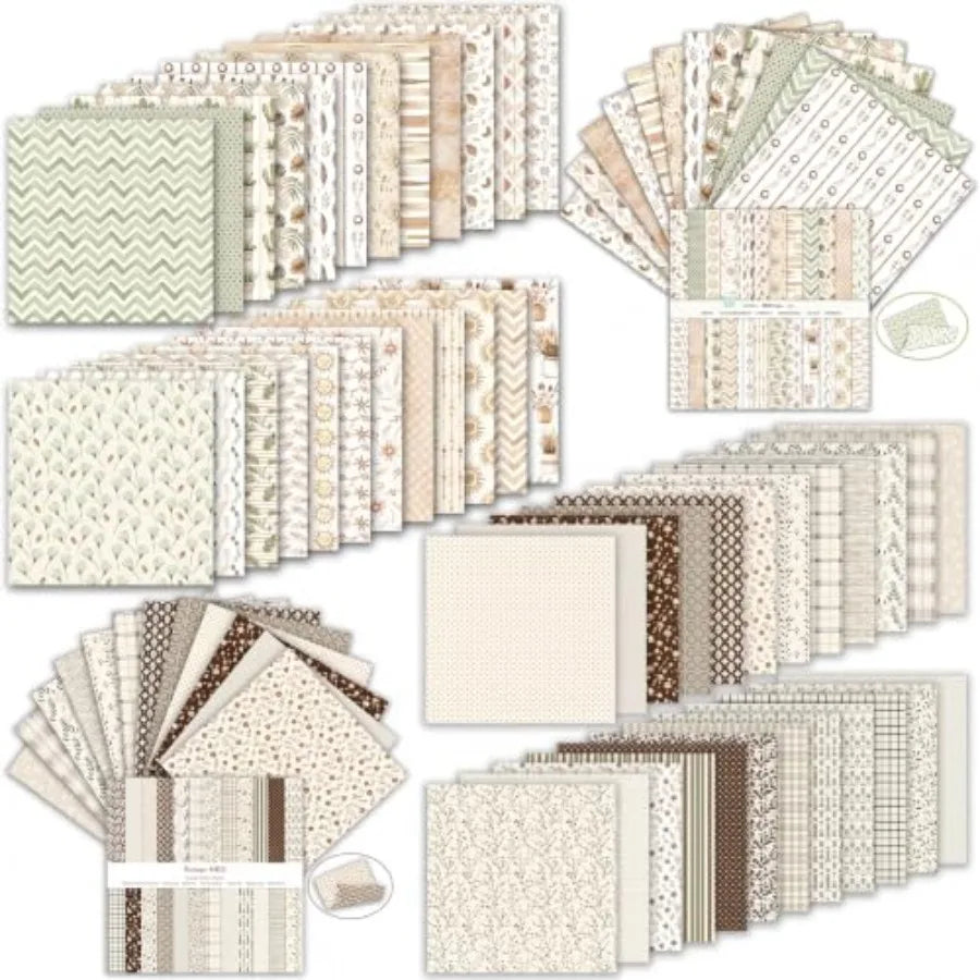 6x6in, 48 Sheets Double-Sided Patterned, Vintage Cardstock Bleed-Resistant For Inks and Glues, Folds And Tears Cleanly, Acid-Free