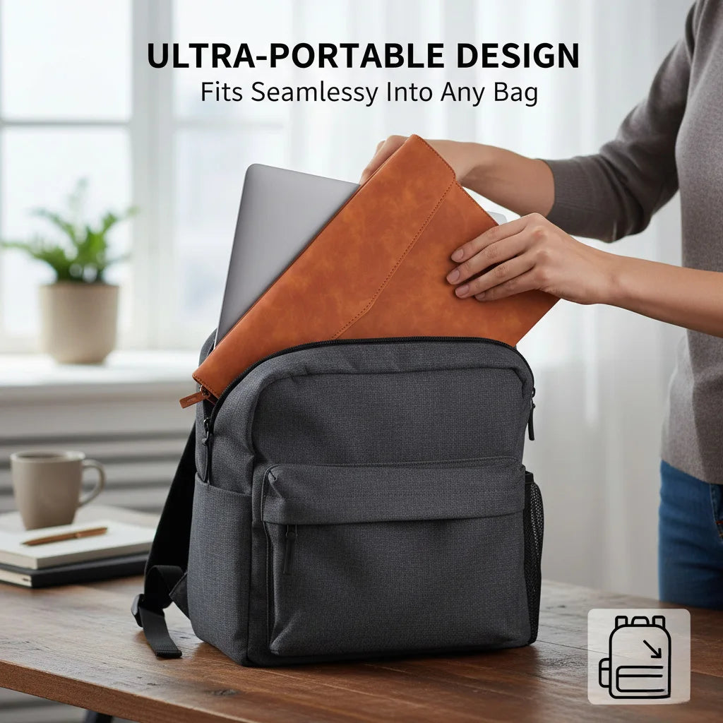 A4 Leather Document Folder, Thick Waterproof Portfolio Envelope, Snap Button File Bag, Large Capacity Business Portfolio Pouch for Contracts, Invoices & Paper Storage, Portable Office Document Holder