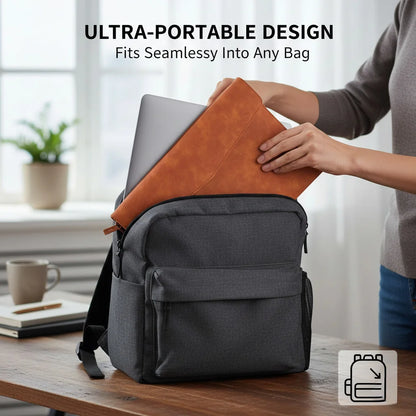 A4 Leather Document Folder, Thick Waterproof Portfolio Envelope, Snap Button File Bag, Large Capacity Business Portfolio Pouch for Contracts, Invoices & Paper Storage, Portable Office Document Holder