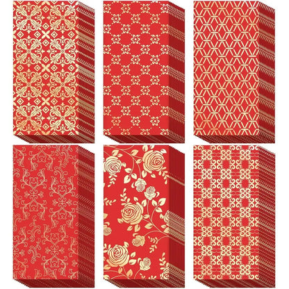 Chinese New Year 2026 Red 66-Piece Fortune Envelopes, 6 Designs, for Lunar Festival, Birthdays, and Weddings