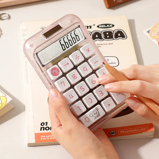 1pcs Transparent Color Solar Dual Power Calculator - Designed Cute And Compact, With Large Screen And Buttons, High-precision 10 Digit Number Capability, Suitable For Offices, Schools, And Homes