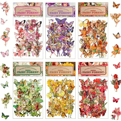 300Pcs Vintage Fairy Stickers for Journaling Scrapbooking DIY Crafts Transparent Flower Fairy Stickers for Journal Phone Cases Laptops Notebooks Albums Calendars