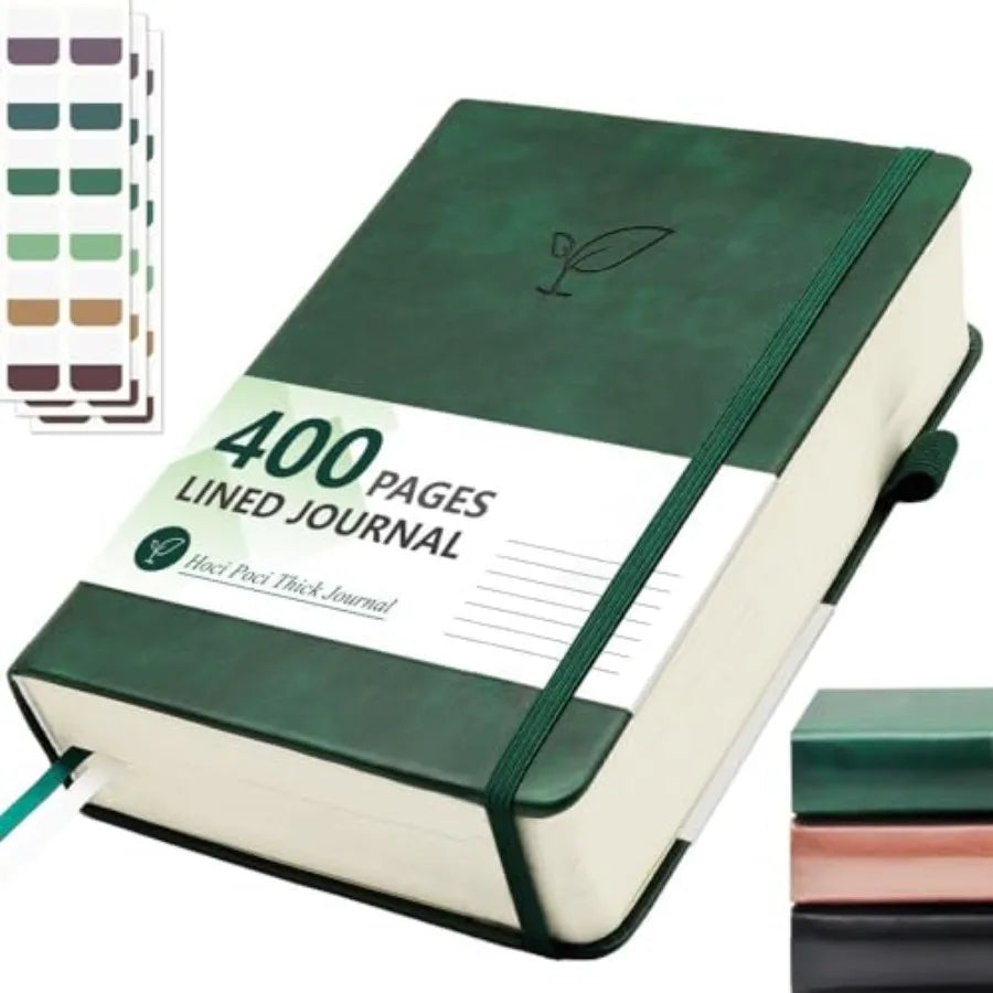 Lined Journal Notebook, 400 Pages Thick Journal for Writing, A5 Hardcover Leather Notebook with 100Gsm College Ruled Paper
