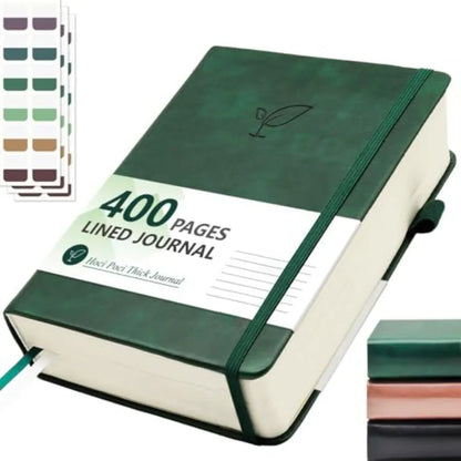Lined Journal Notebook, 400 Pages Thick Journal for Writing, A5 Hardcover Leather Notebook with 100Gsm College Ruled Paper