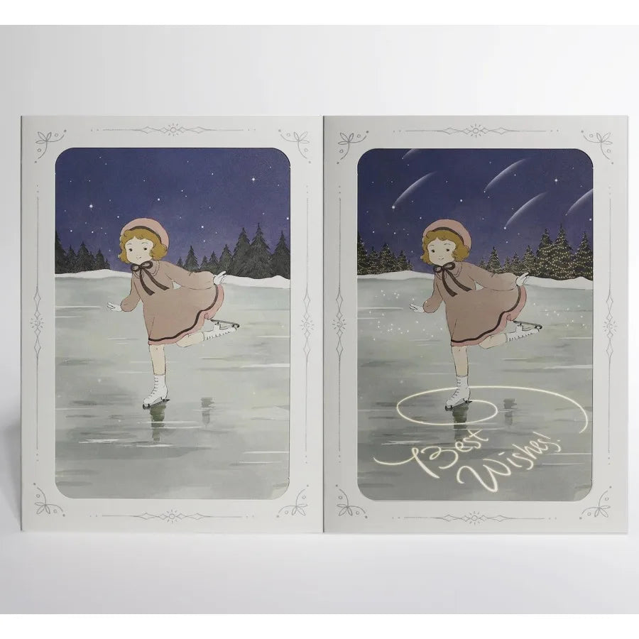 Reveal Card "",Angel Lighting Candle Illustration, Vintage Holiday Greeting Card with Envelope