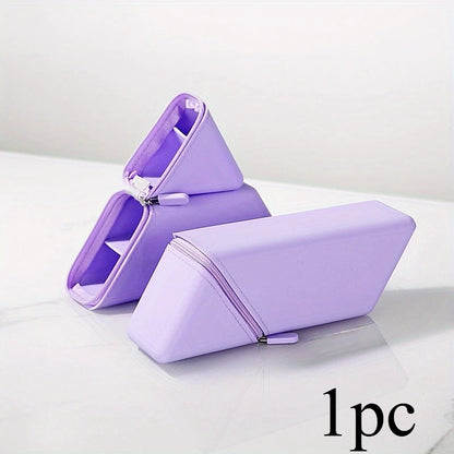 Large Capacity Soft Silicone Pencil Case Solid Fold Design Pencil Case Desktop Office School Pencil Case Foldable Pen Holder Compact Travel Case for Students Erasers Rulers Pens Notebooks