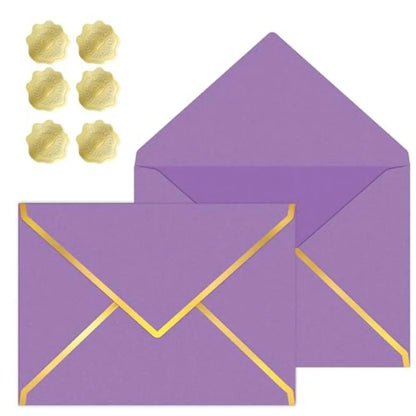 30 Pieces 5 x 7 Inch A7 Envelopes with V Flap Gold Foil Border, for Office, Business Envelopes Colo Envelopes for Gift Cards