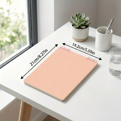 Aesthetic Pink Vertical Spiral Notebook Standing Desk Design Thick Lined Paper Twin-Wire Diary Journal