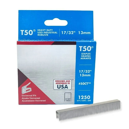 T50 17/32-inch Leg x 3/8-inch Gauge Ceiling Staples, 1,250-Pack
