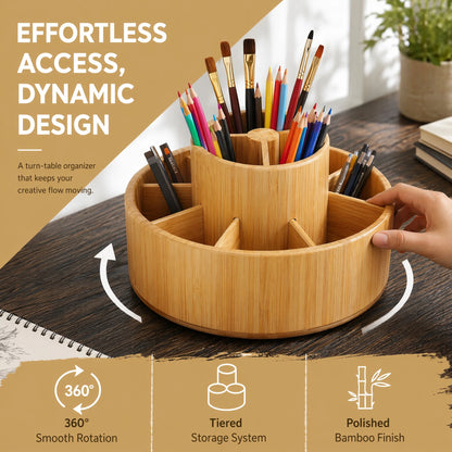 360° Rotating Desk Organizer, Heavy Duty Multi-Use Art Supply Caddy for Pens, Markers, Pencils, Makeup & Paint Brushes, All-in-One Storage Holder