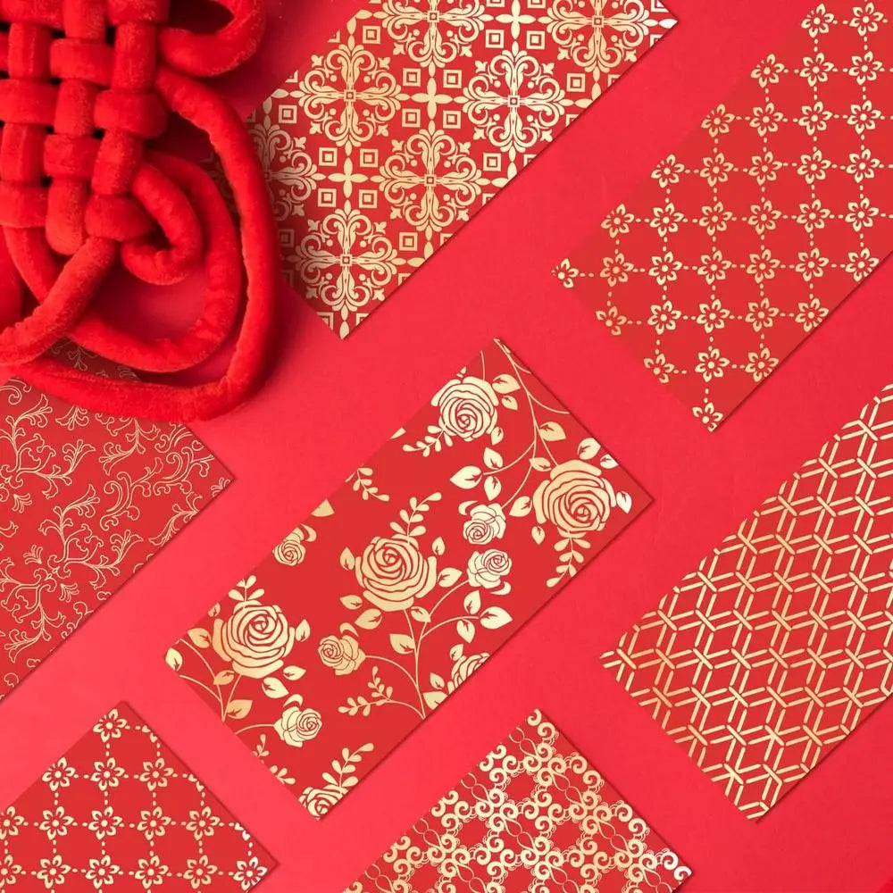 Chinese New Year 2026 Red 66-Piece Fortune Envelopes, 6 Designs, for Lunar Festival, Birthdays, and Weddings