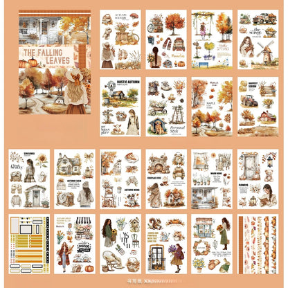 A5 Christmas Theme Sticker Book PET Material Pre-cut Model Retro Style Diary Decoration Base Material