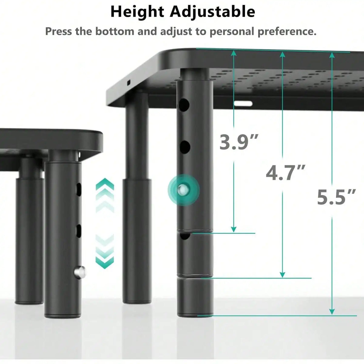 Desk Organizer, 1 Tier Computer Monitor Stand For Desk, Desk Monitor Riser 3 Height Adjustable, Laptop Stand Underneath Storage For Office, Home, School Supplies (STT003), 1 Pack, Black
