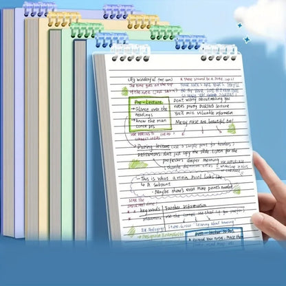 A5 Refillable Spiral Notebook - Top Coil Binding Lined Journal, Removable Tearable Pages for Notes, Planner Notepad for Office or School,