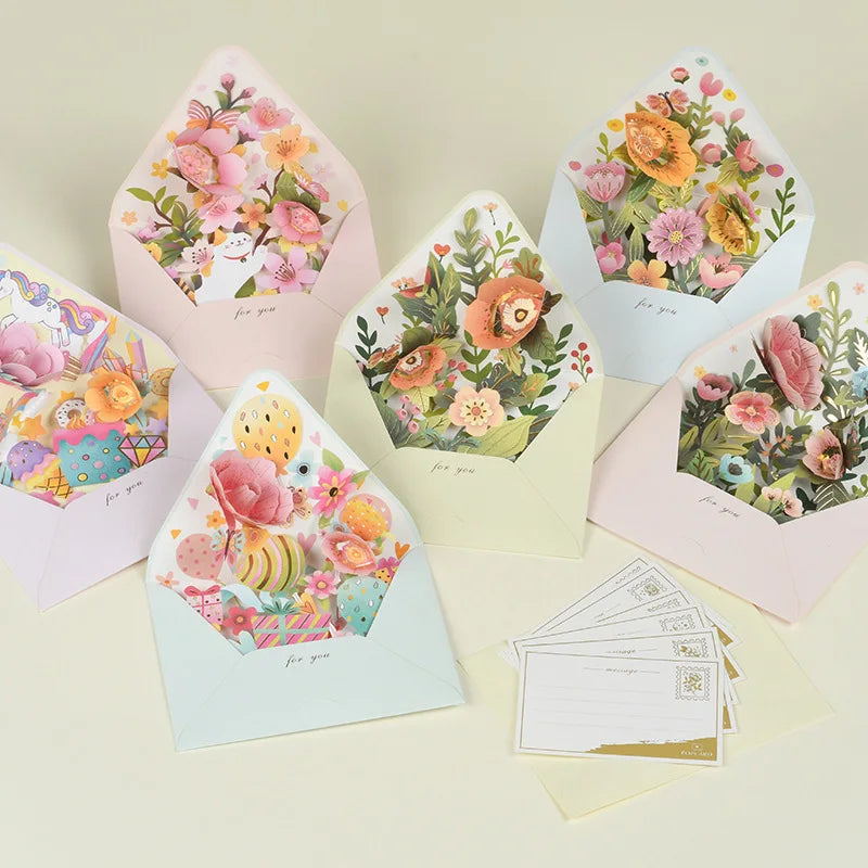 Greeting Card Flowers Cat Pop Up Card 3D Greeting Cards for Birthday, Anniversary, Thank You, Thanksgiving, Christmas, Get Well,