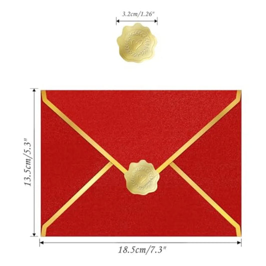 30 Pieces 5 x 7 Inch A7 Envelopes with V Flap Gold Foil Border, for Office, Business Envelopes Colo Envelopes for Gift Cards