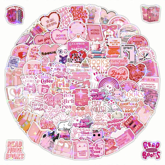 60/120 PCS Pink Bookish Graffiti Stickers Pink Reading Decoration Notebook Luggage Stationery Stickers