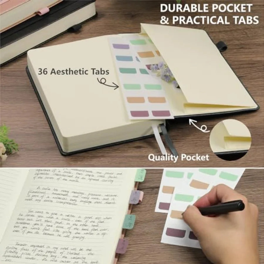 Lined Journal Notebook, 400 Pages Thick Journal for Writing, A5 Hardcover Leather Notebook with 100Gsm College Ruled Paper