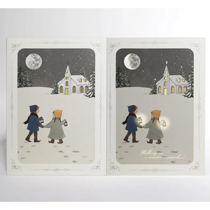 Reveal Card "",Angel Lighting Candle Illustration, Vintage Holiday Greeting Card with Envelope