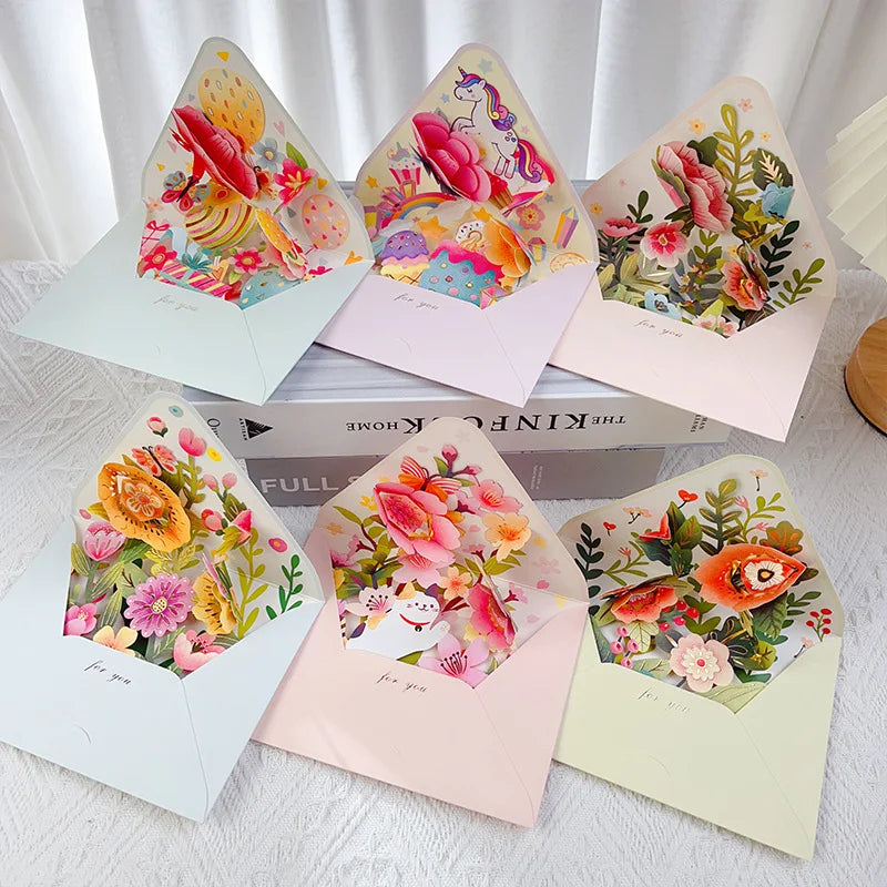 Greeting Card Flowers Cat Pop Up Card 3D Greeting Cards for Birthday, Anniversary, Thank You, Thanksgiving, Christmas, Get Well,