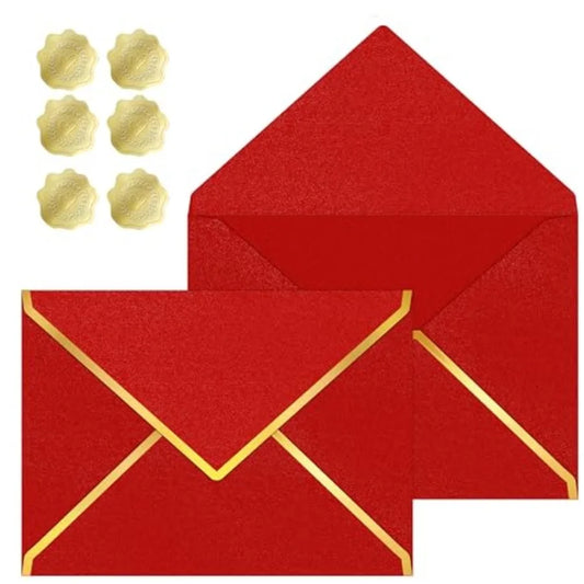 30 Pieces 5 x 7 Inch A7 Envelopes with V Flap Gold Foil Border, for Office, Business Envelopes Colo Envelopes for Gift Cards