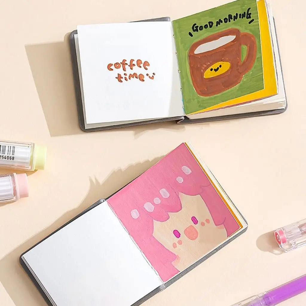 Square Watercolor Sketchbook Portable, Textured Drawing Paper Pad, Travel Art Journal Painting Album, Perfect for Outdoor Sketching & Beginners