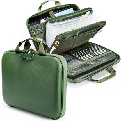 Fireproof & Waterproof Document Organizer Box – Durable EVA Mesh File Storage, 12 Compartments, Hard Hollow Board, Office Accordion Folder, Green Transparent, 38×28×7.5cm