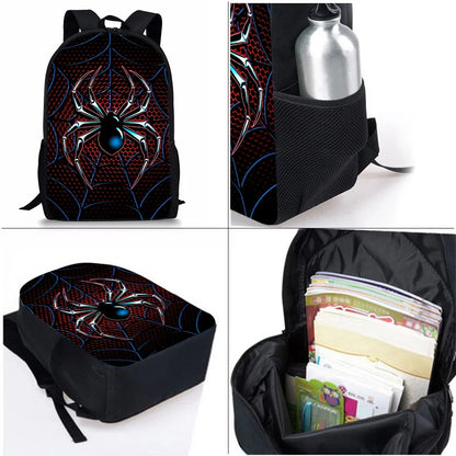 Spider Pattern Three Piece Set Backpacks For Boy And Girls 3D Cartoon School Backpack