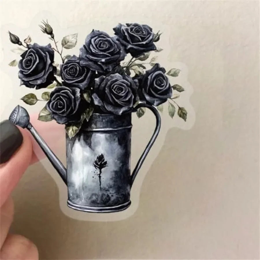 50Pcs Roses PET Decal Sticker Scrapbook Stickers, Gentle Girl Stickers for Window, Scrapbooking, DIY Crafts, Waterproof Journal