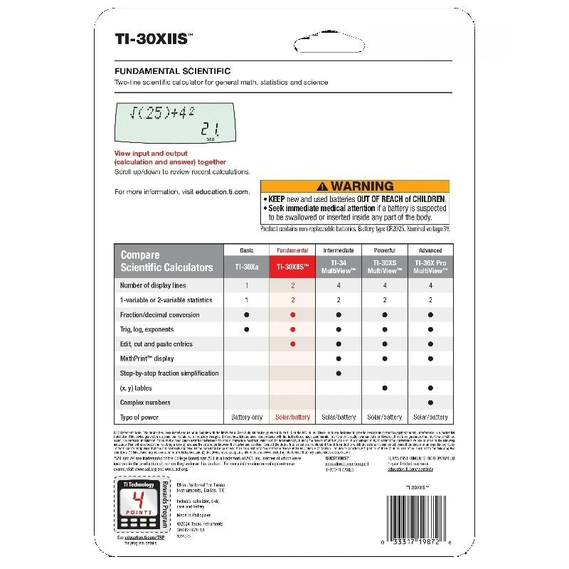 TI-30XIIS Two-Line Scientific Calculator