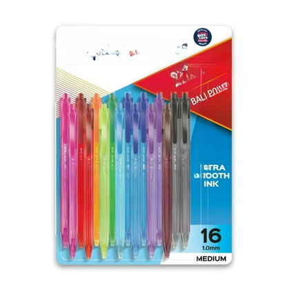 Ballpoint Retractable Pens, 1.0 mm, Assorted Colors, 16 Count