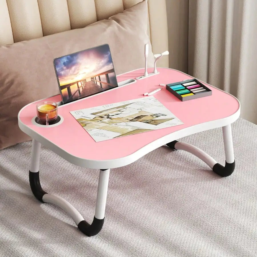 DYJ DAYIKA-S Portable Laptop Desk, With Card Slots And Cup Holders, A Folding Desk. Strong, Stable, Space-Saving, Suitable For Laptop Use On Bed, Simple Dining, Painting, Design, Etc.