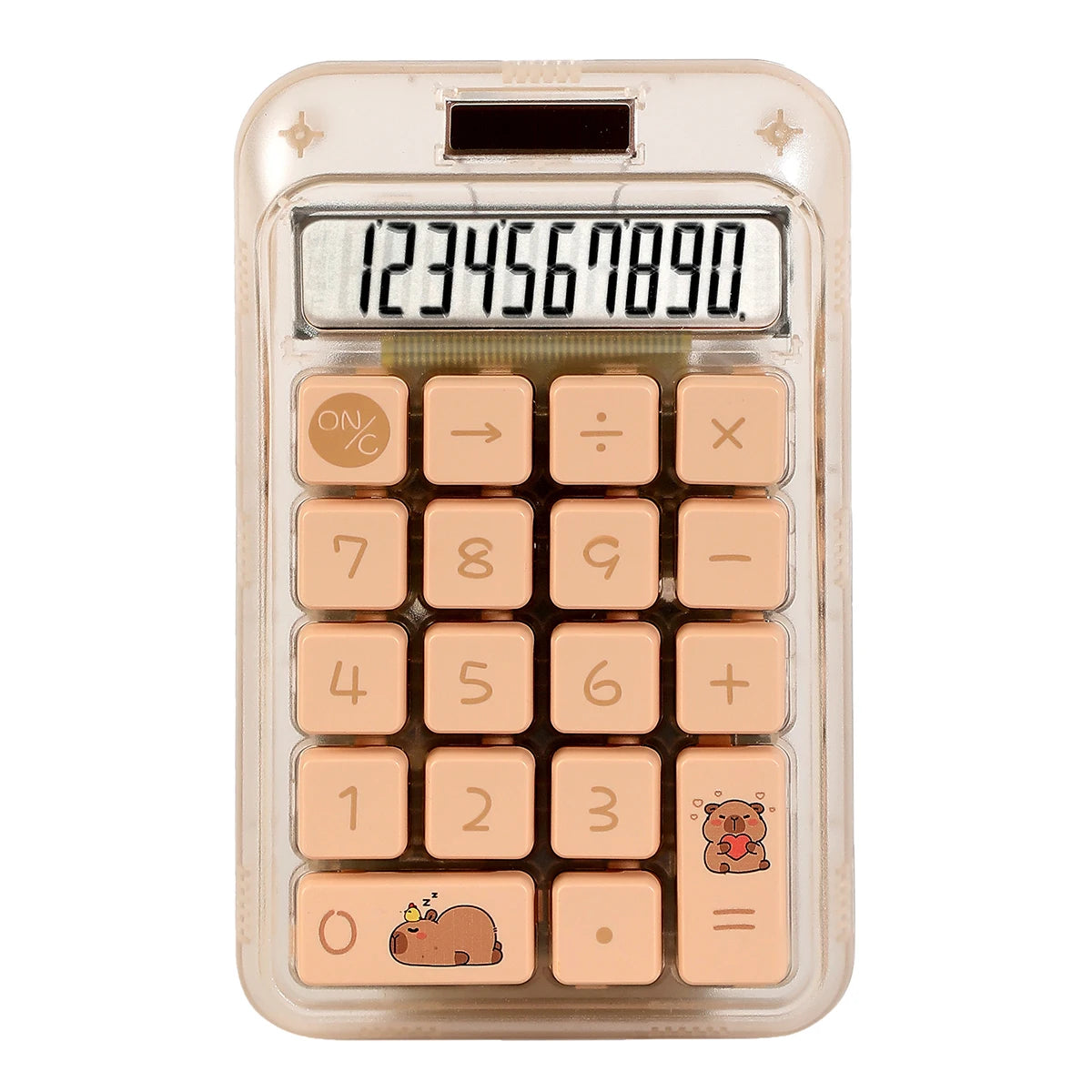 1pcs Transparent Color Solar Dual Power Calculator - Designed Cute And Compact, With Large Screen And Buttons, High-precision 10 Digit Number Capability, Suitable For Offices, Schools, And Homes